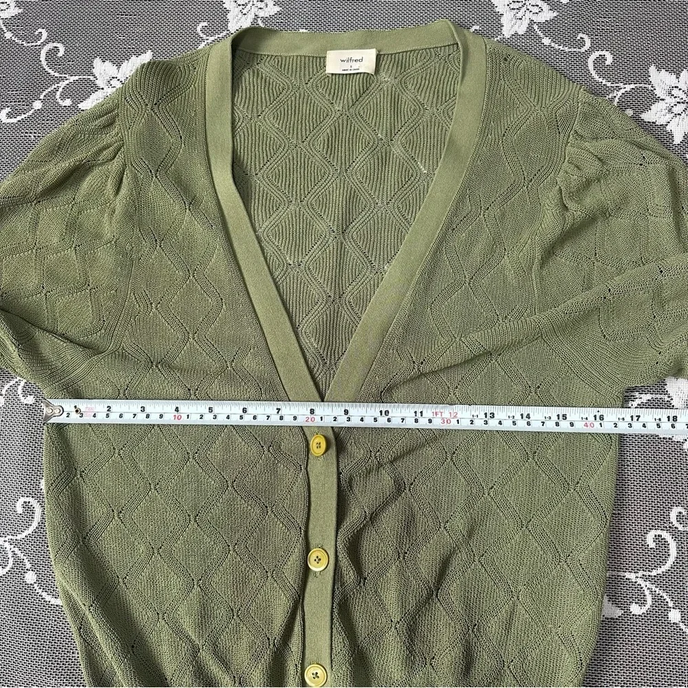 Aritzia Wilfred Dainty Cardigan Green Sz Small - Picture 6 of 11